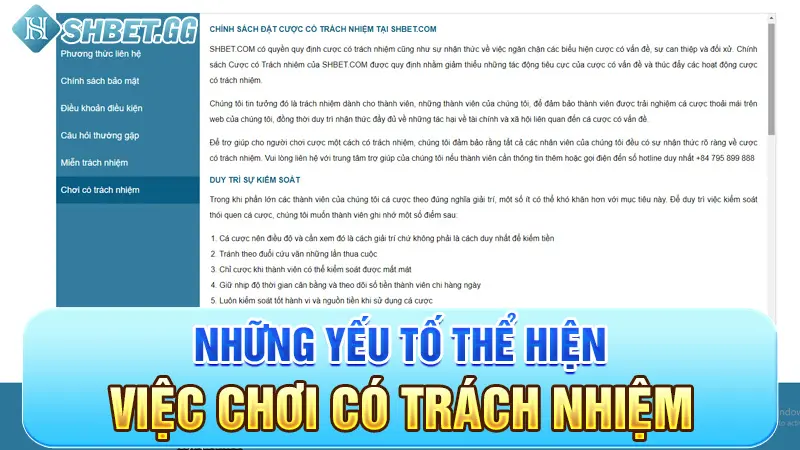 Chơi Có Trách Nhiệm Tại Shbet 2 Những yếu tố thể hiện việc chơi có trách nhiệm